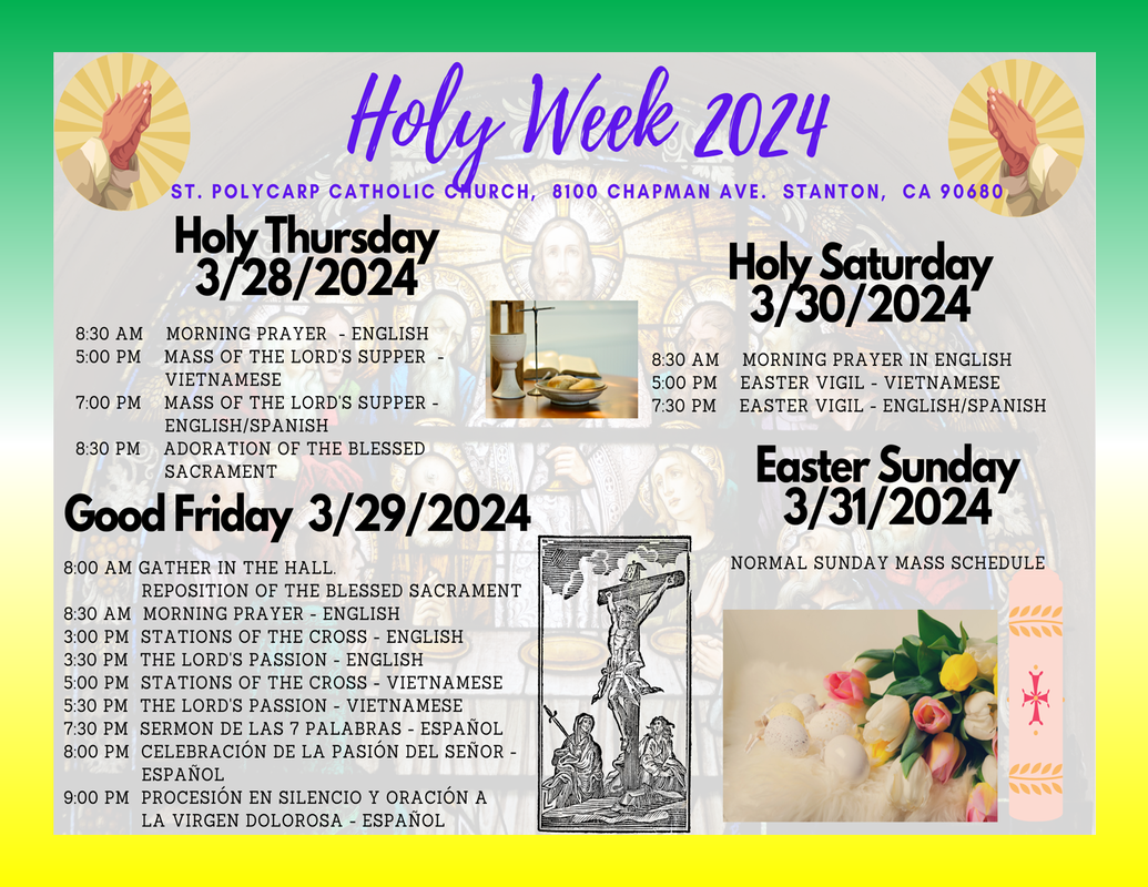 2024 Holy Week Mass schedule